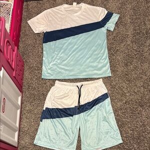Men’s Blue and White Athletic Set Size:Medium